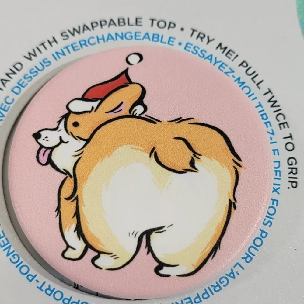Popsockets Pop Socets Holiday Santa Hat Puppy Dog Corgi Butt Pop‎ Grip Top NW